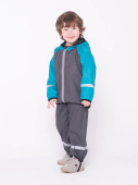 Детская куртка грязе-влагозащитная пвх трикотаж серый/бирюзовый